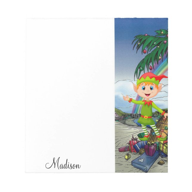 Christmas Notepad Elf Beach (Front)