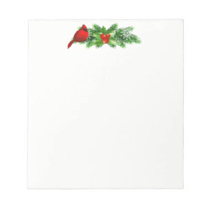 Christmas Notepad-Holly Bough/Cardinal Notepad