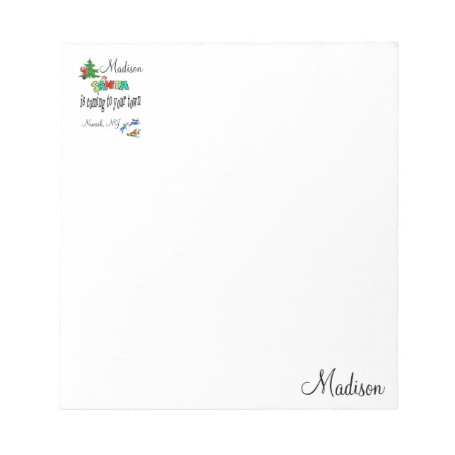 Christmas Notepad Santa is Coming to Town  (Front)