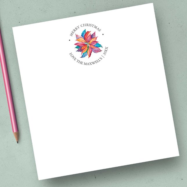 Christmas Notepads Watercolor Poinsettia (Christmas notepads feature watercolor poinsettia art in colorful shades. )
