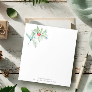 Christmas Notepads Watercolor Red & Green Botanic