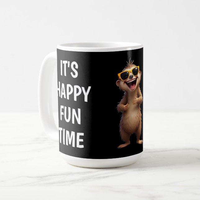 Christmas Novelty Gift Happy Fun Time Coffee Mug (Front Left)