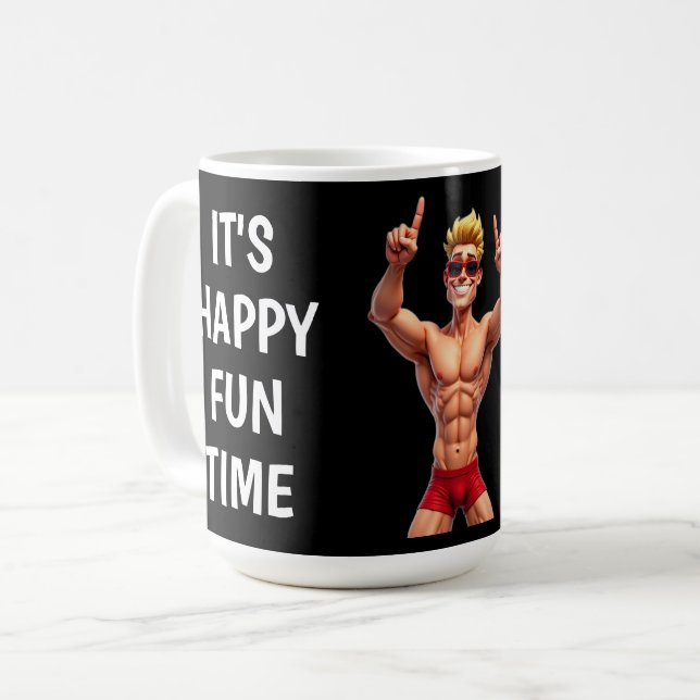 Christmas Novelty Gift Happy Fun Time Coffee Mug (Front Left)