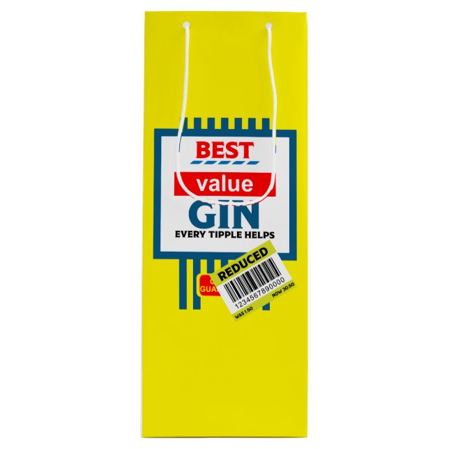 Christmas Novelty Gin Label Wine Gift Bag (Front)