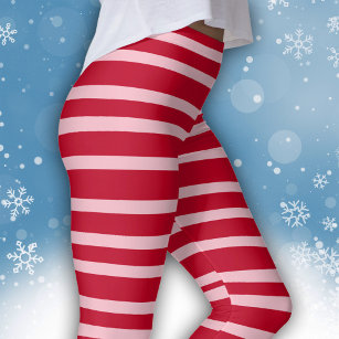 Classic White and Red Side Stripes on Black Leggings