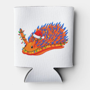 Christmas Nudibranch Sea Slug Santa Hat Holiday Can Cooler