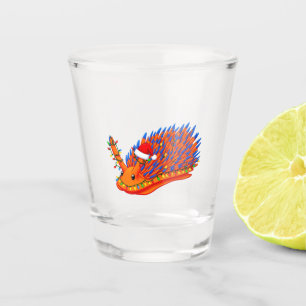 Christmas Nudibranch Sea Slug Santa Hat Holiday Shot Glass