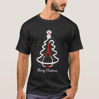 Christmas Nurse Christmas Stethoscope Tree For Nur T-Shirt