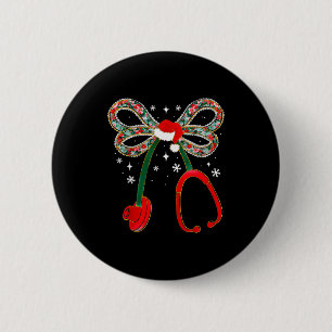 Christmas Nurse Coquette Bow Stethoscope Nursing X 6 Cm Round Badge