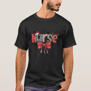 Christmas Nurse Coquette Bow Stethoscope Nursing X T-Shirt