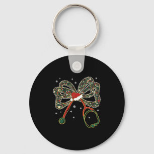 Christmas Nurse Coquette Bow Stethoscope Xmas Sant Key Ring
