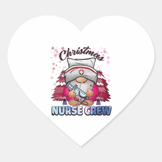 christmas Nurse crew  4 Heart Sticker (Front)