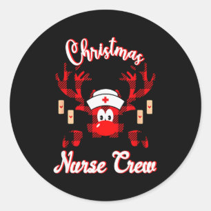 Christmas Nurse Crew - A Reindeer Nurse Buffalo Pl Classic Round Sticker