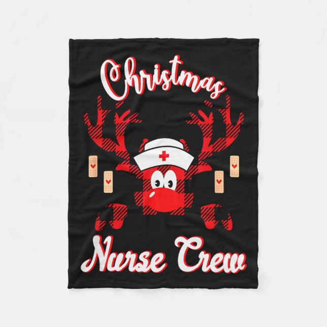 Christmas Nurse Crew - A Reindeer Nurse Buffalo Pl Fleece Blanket (Front)