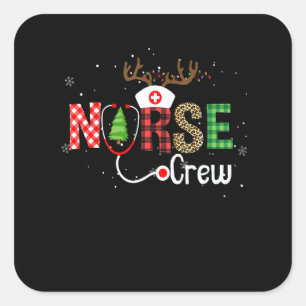 Christmas Nurse Crew For Women Scrub Tops Christma Square Sticker