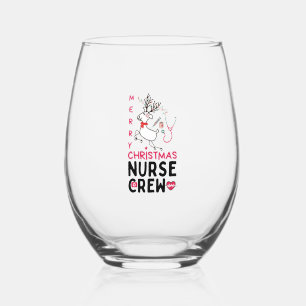 Christmas Nurse Crew Funny Xmas Costume Stemless Wine Glass