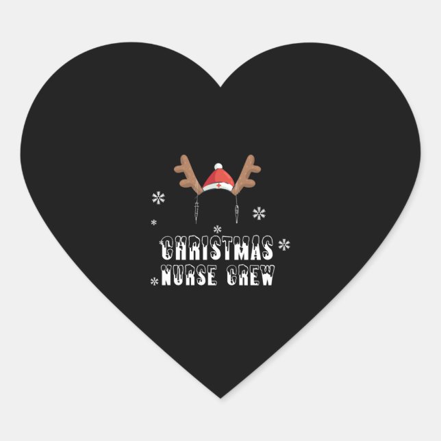Christmas Nurse Crew Reindeer Xmas CNA Nursing Heart Sticker (Front)