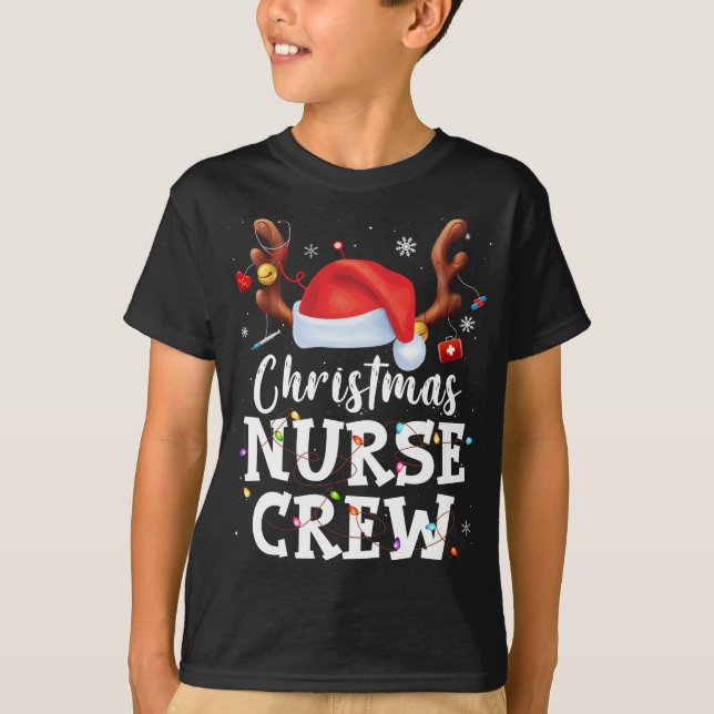 Christmas Nurse Crew Santa Hat Costume Nurse Chris T-Shirt (Front)