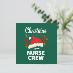 Christmas Nurse Crew Santa Hat Xmas Holiday Card