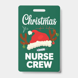 Christmas Nurse Crew Santa Hat Xmas ID Badge