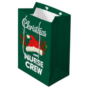 Christmas Nurse Crew Santa Hat Xmas Medium Gift Bag