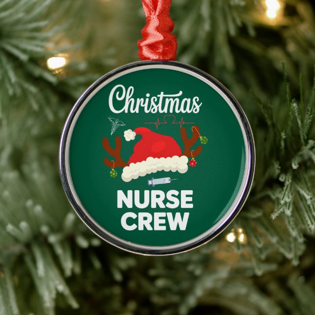 Christmas Nurse Crew Santa Hat Xmas Metal Tree Decoration (Tree)