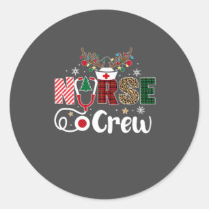 Christmas Nurse Crew Shirt For Women Scrub Tops Ch Classic Round Sticker