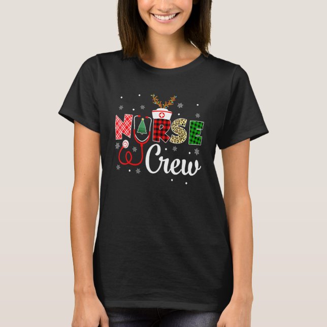 Christmas Nurse Crew Squad Xmas Nursing Pajamas T-Shirt (Front)