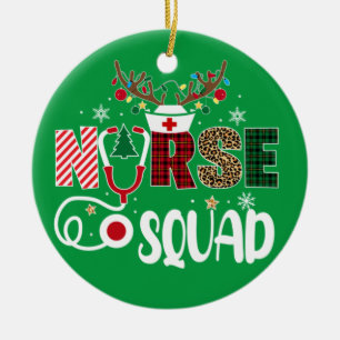 Christmas Nurse Crew Squad Xmas Nursing Pyjamas Ceramic Tree Decoration