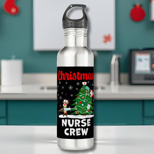 Christmas Nurse Crew with Santa and Reindeer 710 Ml Water Bottle