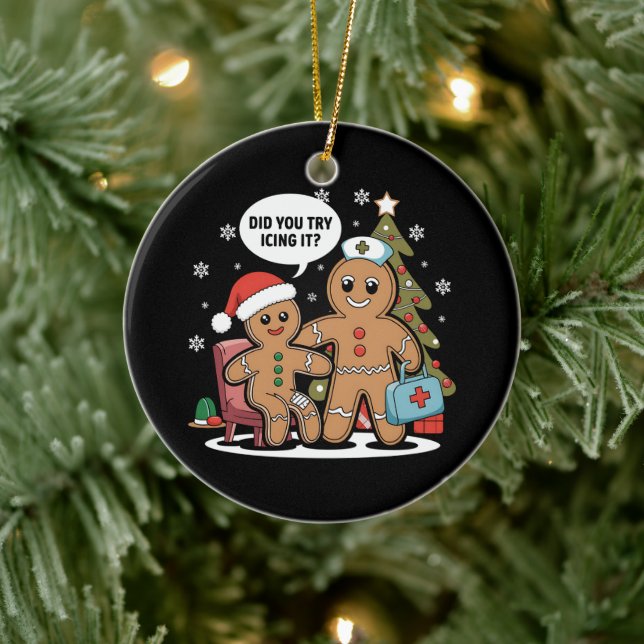 Christmas Nurse Gingerbread Man Did You Try Icing  Ceramic Tree Decoration (Tree)