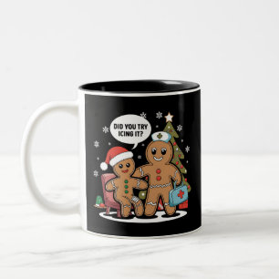 Christmas Nurse Gingerbread Man Did You Try Icing Two-Tone Coffee Mug