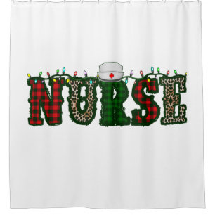christmas nurse leopard print xmas shower curtain