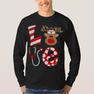 Christmas Nurse Love NICU RN ER Santa Reindeer Nur T-Shirt