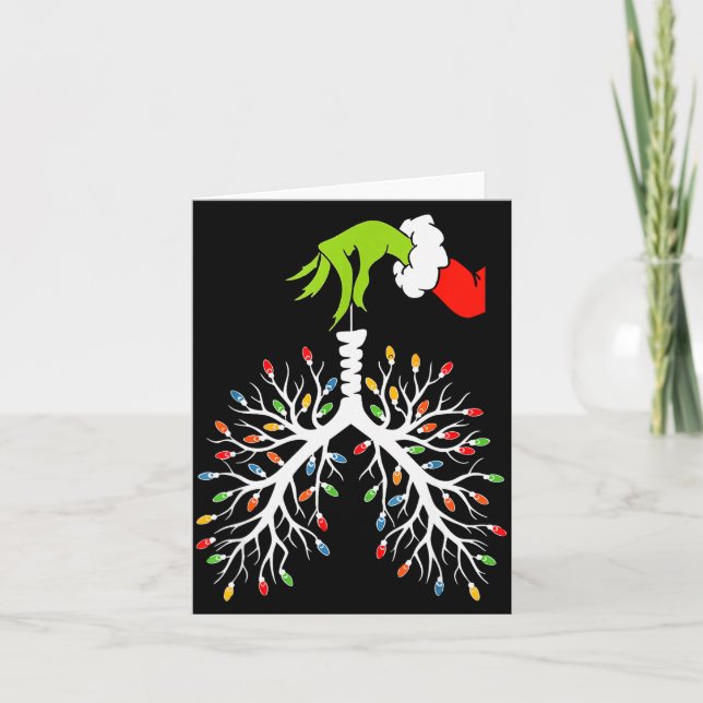 Christmas Nurse Lung Xmas Lights Funny Pulmonologi Card (Front)