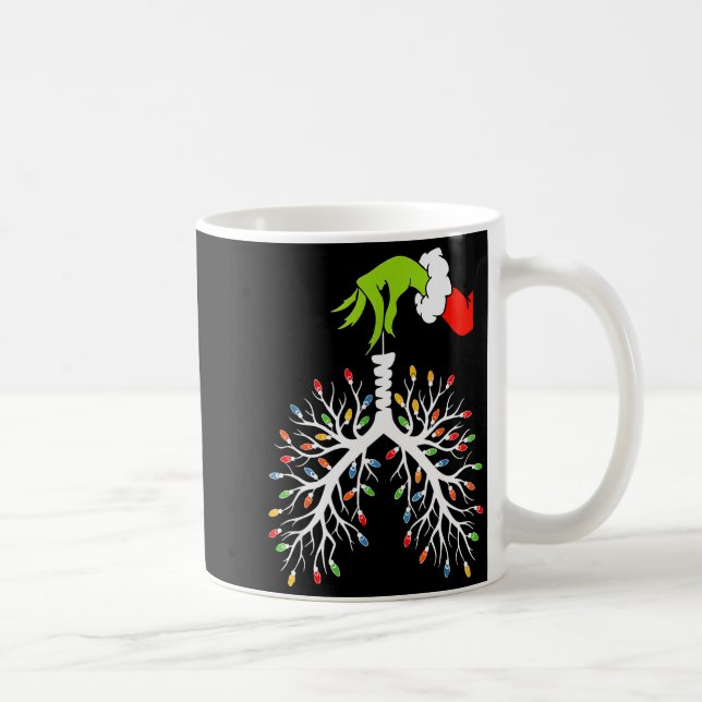Christmas Nurse Lung Xmas Lights Funny Pulmonologi Coffee Mug (Right)