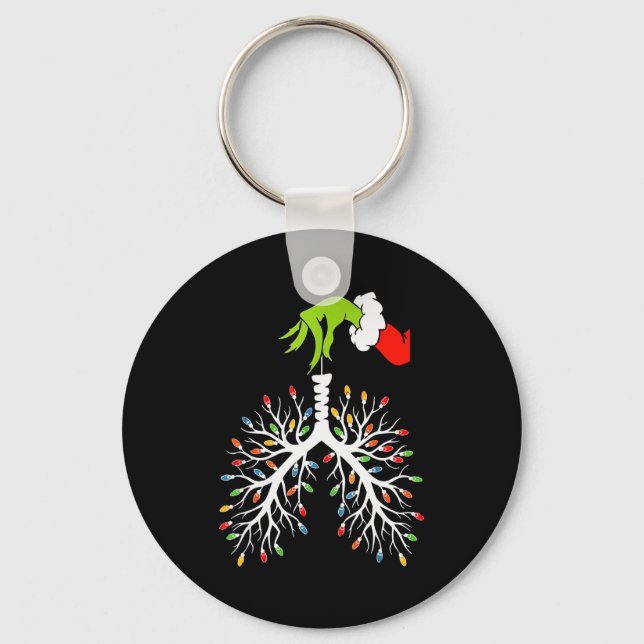 Christmas Nurse Lung Xmas Lights Funny Pulmonologi Key Ring (Front)
