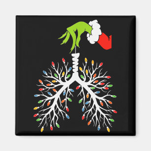 Christmas Nurse Lung Xmas Lights Funny Pulmonologi Magnet