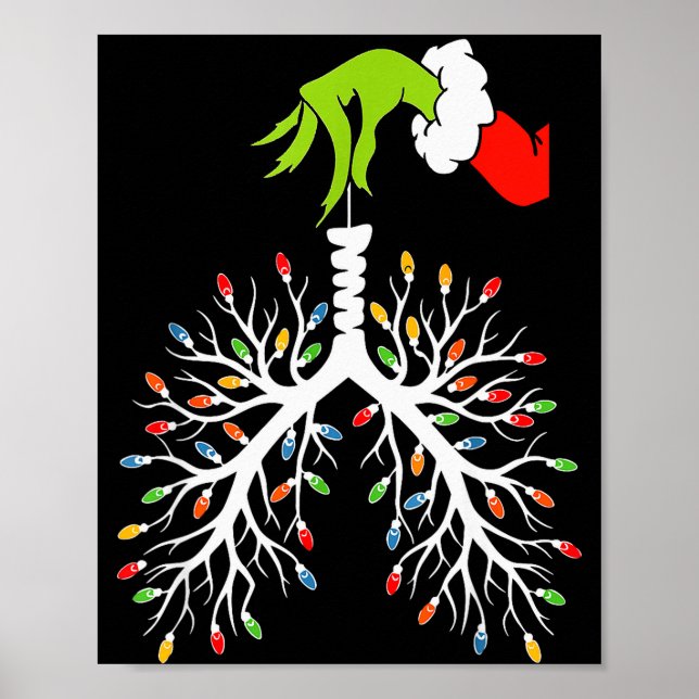 Christmas Nurse Lung Xmas Lights Funny Pulmonologi Poster (Front)