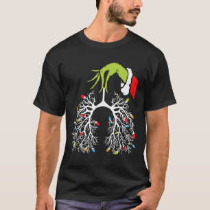 Christmas Nurse Lung Xmas Lights Funny Pulmonologi T-Shirt