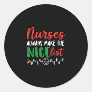 Christmas Nurse, Nurse nice list Classic Round Sticker
