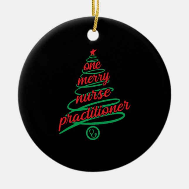 Christmas nurse practitioner, one merry ceramic tree decoration (Front)