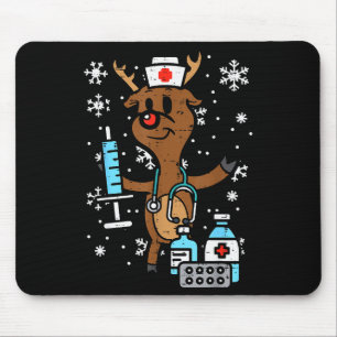 Christmas Nurse Reindeer Funny Xmas Nursing Scrub  Mouse Mat