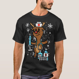 Christmas Nurse Reindeer Funny Xmas Nursing Scrub T-Shirt