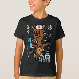 Christmas Nurse Reindeer Funny Xmas Nursing Scrub  T-Shirt