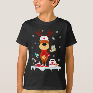 Christmas Nurse Reindeer Funny Xmas Scrub Top Nurs