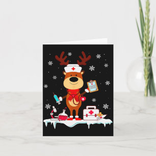 Christmas Nurse Reindeer Funny Xmas Scrub Top Nurs Card