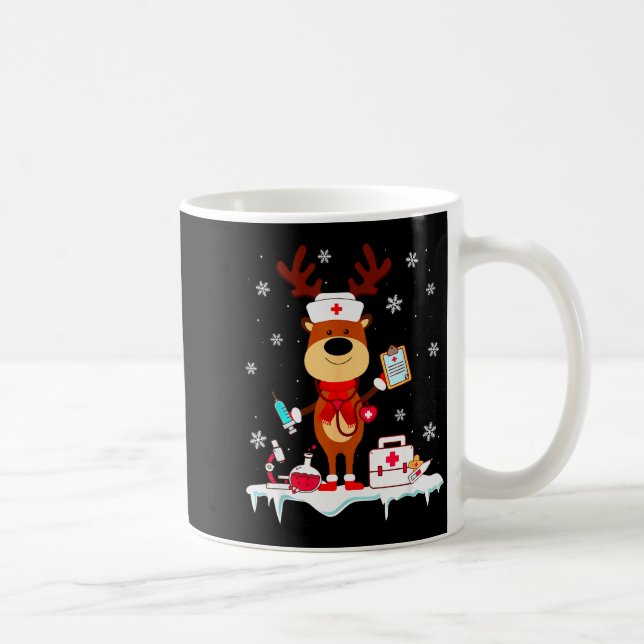 Christmas Nurse Reindeer Funny Xmas Scrub Top Nurs Coffee Mug (Right)