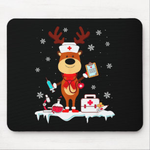 Christmas Nurse Reindeer Funny Xmas Scrub Top Nurs Mouse Mat