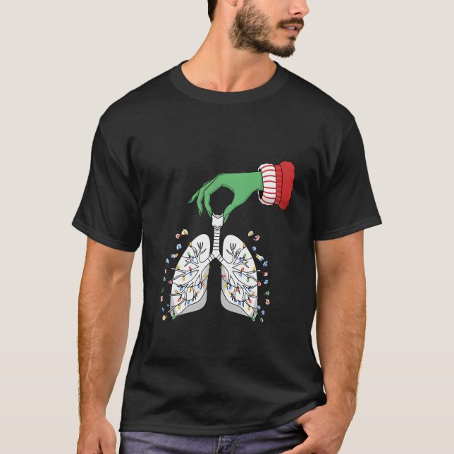 Christmas Nurse Respiratory Therapist Lung Tree  T-Shirt (Front)